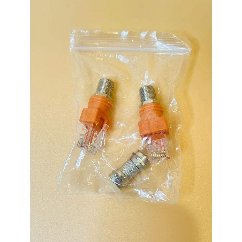 Lot of 50 RJ45 to F Adapter Sets + F Female Couplers Coax Cable Tester Orange